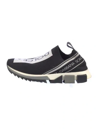 Pre-owned Dolce & Gabbana Printed Sock Sneakers In Black
