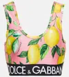 Dolce & Gabbana Printed Sports Bra In Limoni Fdo Rosa