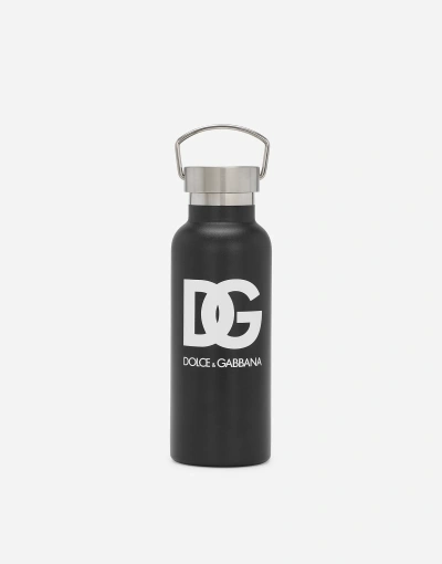 Dolce & Gabbana Printed Steel Water Bottle In ブラック
