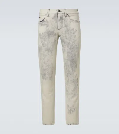 Dolce & Gabbana Printed Straight Jeans In White