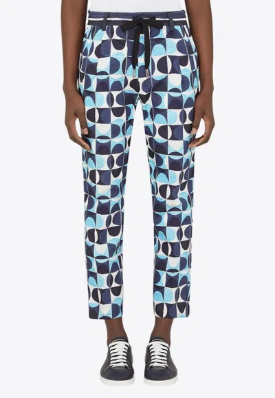 Dolce & Gabbana Printed Straight-leg Pants In Blue