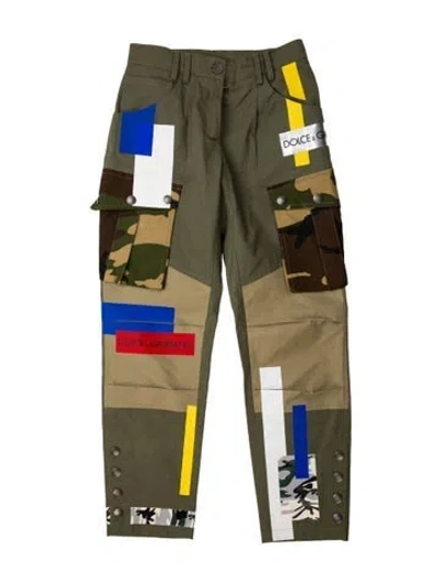 Pre-owned Dolce & Gabbana Printed Straight Leg Pants In Green