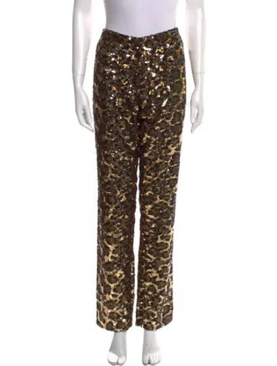 Pre-owned Dolce & Gabbana Printed Straight Leg Pants W/ Tags In Black