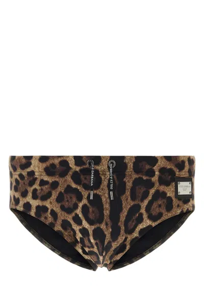 DOLCE & GABBANA PRINTED STRETCH NYLON SWIMMING BRIEF