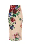 Dolce & Gabbana Printed Stretch Satin Skirt In Multi