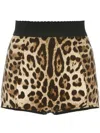 Dolce & Gabbana Brown Printed Stretch Silk Shorts