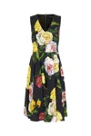 Dolce & Gabbana Peony And Rose-print Cady Midi Dress With Circle Skirt In Peonie Rose Fdo Nero