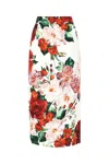 Dolce & Gabbana Floral Longuette Skirt Skirts White In Bouquetfioriantichifondonero