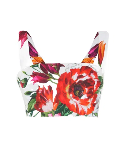 Dolce & Gabbana Printed Suspender Top In Red
