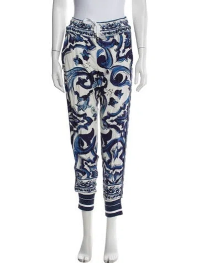 Pre-owned Dolce & Gabbana Printed Sweatpants In White