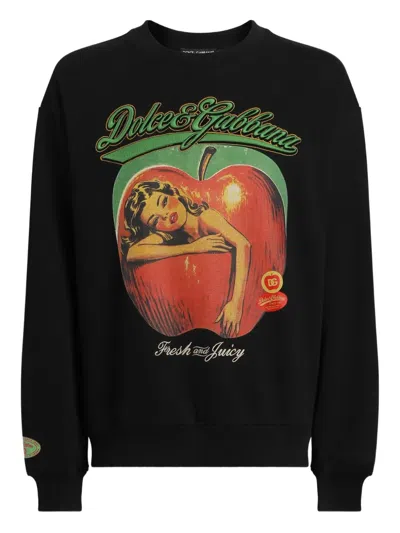Dolce & Gabbana Printed Sweatshirt In Black