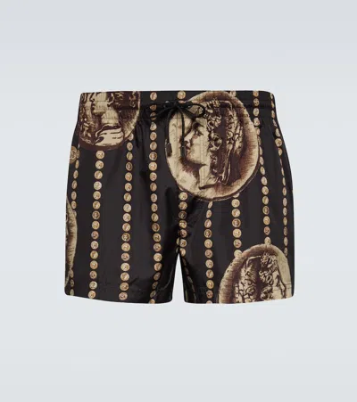 Dolce & Gabbana Printed Swim Shorts In Hn4pk Monete Fdo Ner