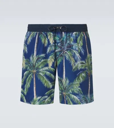 Dolce & Gabbana Printed Swim Trunks In Blue