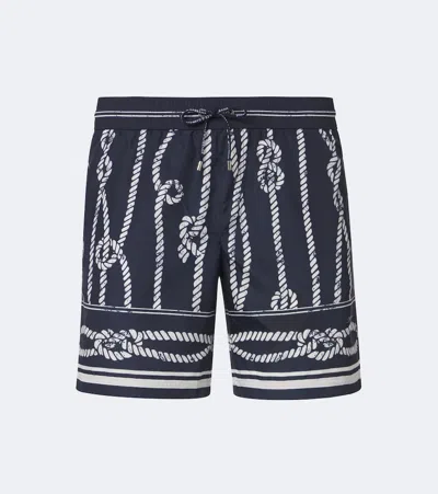 Dolce & Gabbana Printed Swim Trunks In Blue