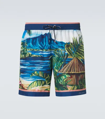 Dolce & Gabbana Printed Swim Trunks In Multi