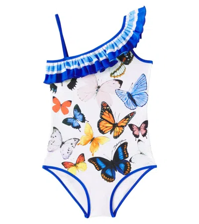 Dolce & Gabbana Kids' Bedruckter Badeanzug In Blau