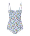 Dolce & Gabbana Small Floral-print Balconette One-piece Swimsuit In Blue