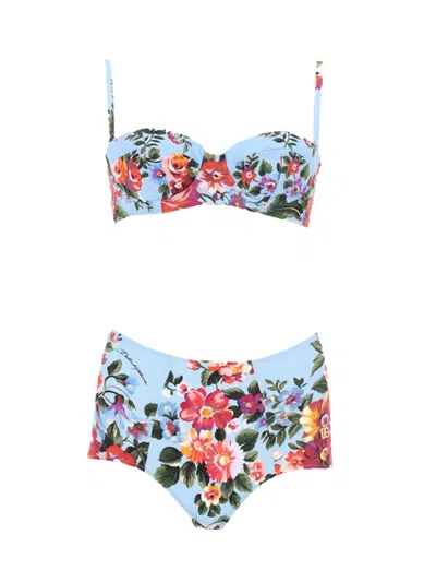 Dolce & Gabbana Printed Swimsuit In Blue