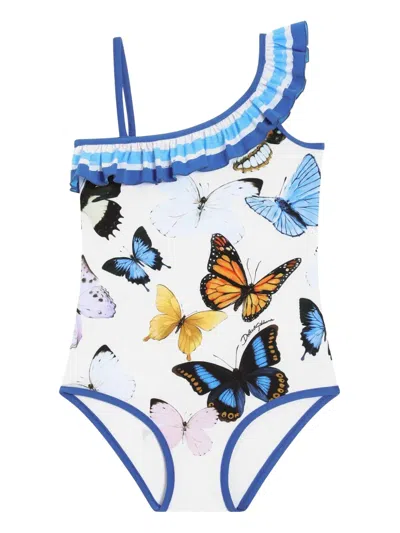 Dolce & Gabbana Kids' Printed Swimsuit In White