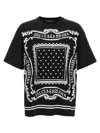 Dolce & Gabbana Black Crewneck T-shirt With Bandana Print All-over