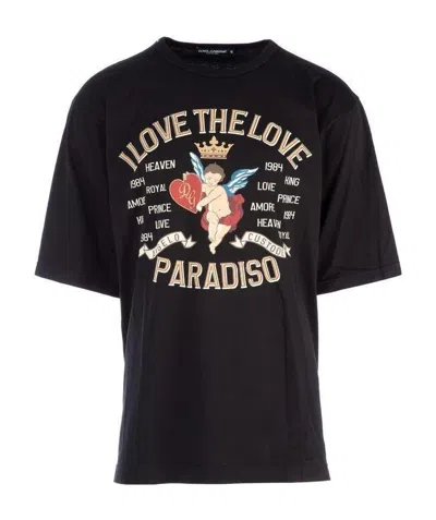 Dolce & Gabbana Printed T-shirt In Black