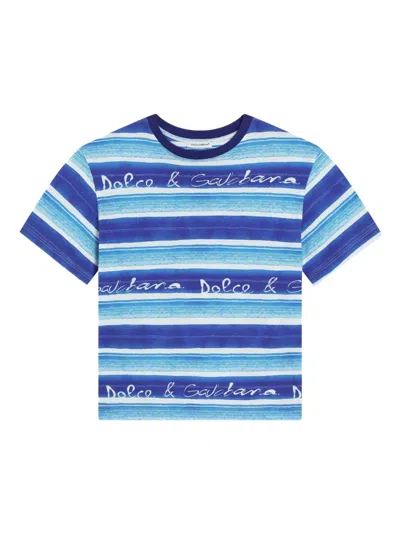 Dolce & Gabbana Kids' Printed T-shirt In Blue