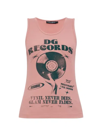 Dolce & Gabbana Printed Tank Top In Pink