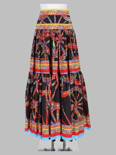 Dolce & Gabbana Printed Tiered Cotton Maxi Skirt In Multicolour