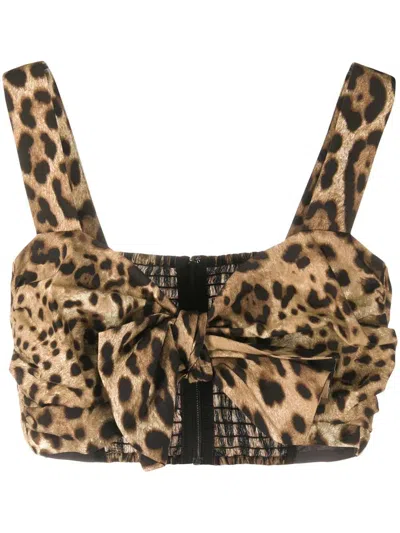 Dolce & Gabbana Bustier Top Leopard Motif Sweetheart Neckline In Multi