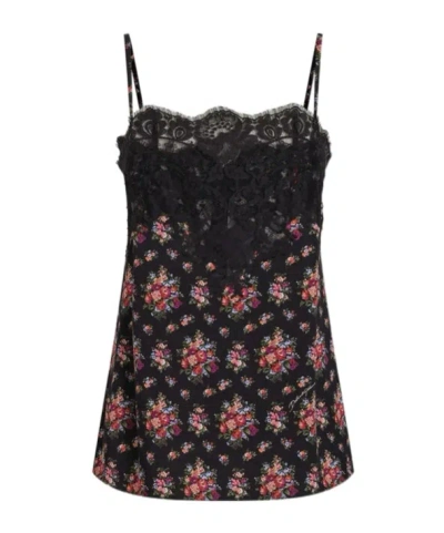 Dolce & Gabbana Silk Charmeuse Top In Black