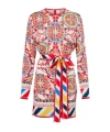 Dolce & Gabbana Belted Printed Silk Top In Multi