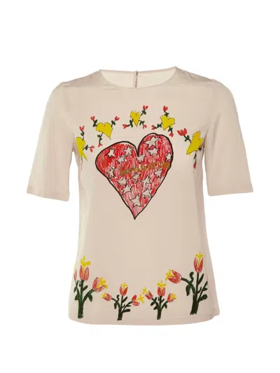 Pre-owned Dolce & Gabbana Printed Top In Pink