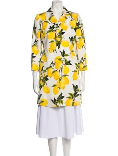 Pre-owned Dolce & Gabbana Printed Trench Coat In White