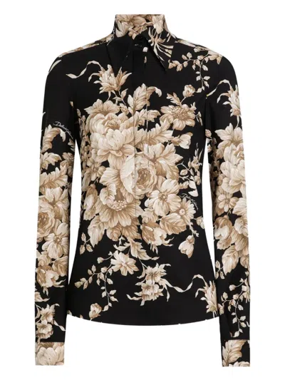 Dolce & Gabbana Printed Trousers In Black