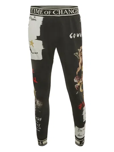 Pre-owned Dolce & Gabbana Printed Trousers In Black
