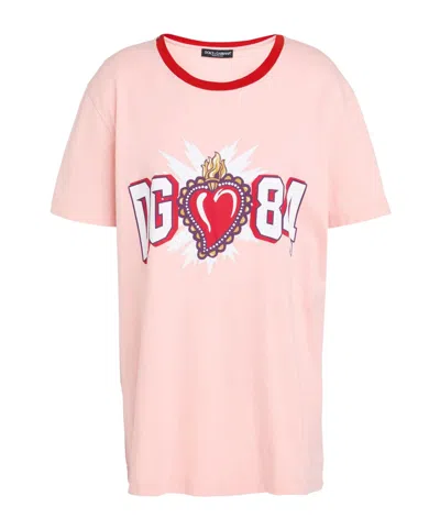 Dolce & Gabbana Graphic Print Cotton T-shirt In Pink