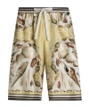 Dolce & Gabbana Silk Shell Print Shorts In Neutral