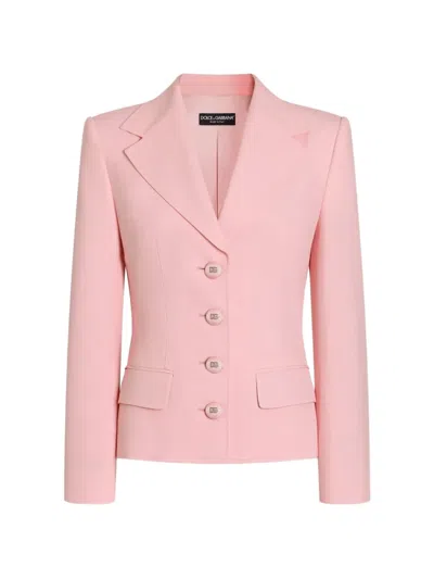 Dolce & Gabbana Single Breasted Twill Jacket Buttons Lapel Pockets In Pink