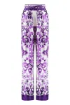 Dolce & Gabbana Majolica-print Twill Trousers In Blue
