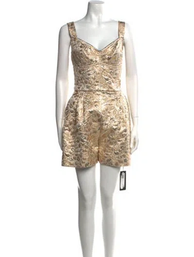 Pre-owned Dolce & Gabbana Printed V-neck Romper W/ Tags
