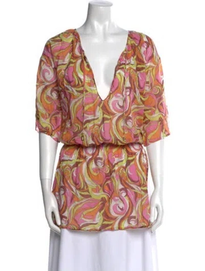 Pre-owned Dolce & Gabbana Printed V-neck Tunic In Pink