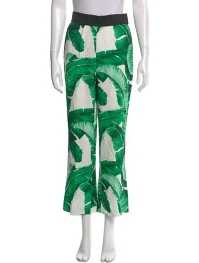 Pre-owned Dolce & Gabbana Printed Wide Leg Pants In White