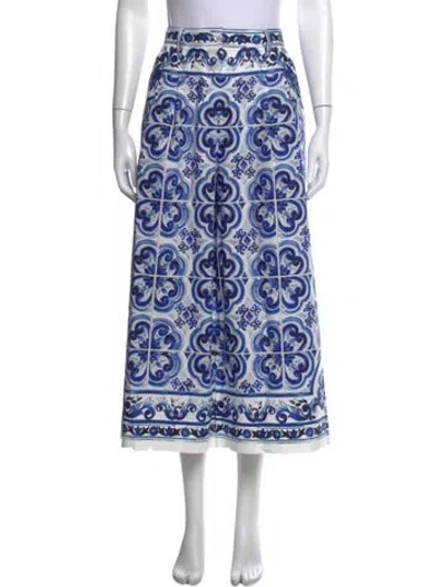 Pre-owned Dolce & Gabbana Printed Wide Leg Pants In White