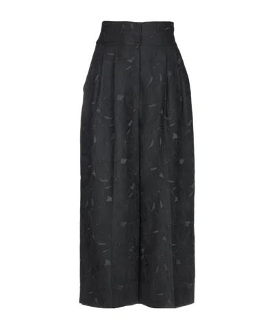 Dolce & Gabbana Printed Wide-leg Trousers In Black