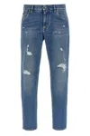 Dolce & Gabbana Distressed Finish Five-pocket Denim Jeans In Blue