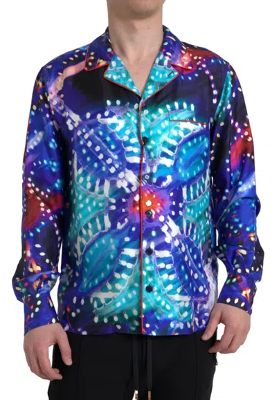 Dolce & Gabbana Psychedelic Print Silk Pajama Men's Shirt In Multi