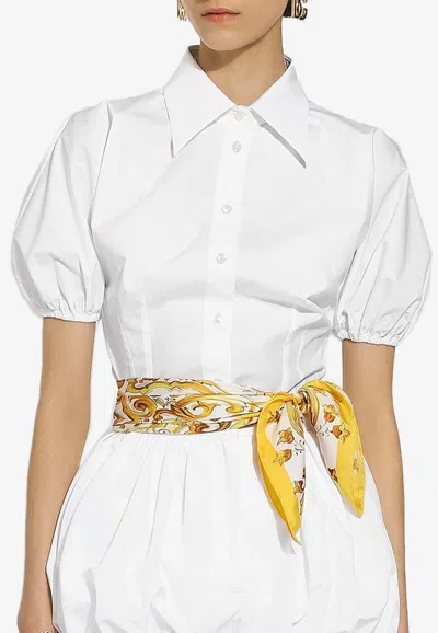 Dolce & Gabbana Puff-sleeved Poplin Shirt In White