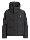 Dolce & Gabbana Padded High Collar Hooded Jacket With Zip Pockets In Black