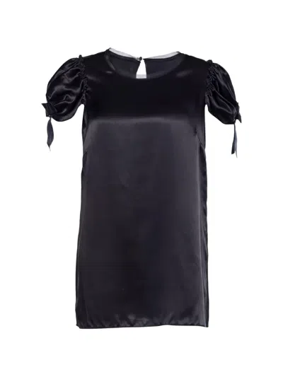Pre-owned Dolce & Gabbana Puff-sleeve Buttoned Top In Black