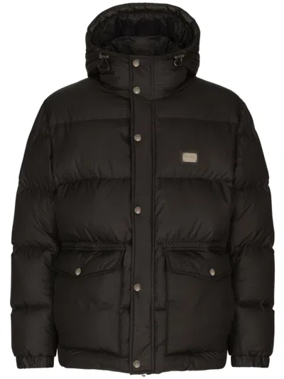 Dolce & Gabbana Puffy Black Coat With High Collar